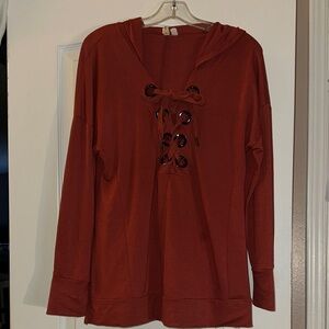 Cable & Gauge Rust Lace-Up Hoodie